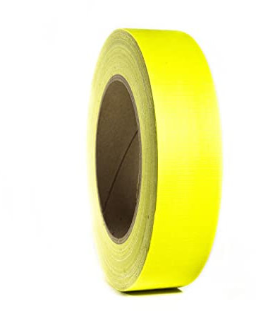 38 mm x 25 m Neon Gelb Gewebeband Fluoreszierendes Neon Klebeband Schwarzlicht Gaffa Reaktivband, UV Aktiv Tape/Leuchtband für Parteien Kunst Handwerk Dekorationen/Industrie (38mm x 25m, Neongelb)
