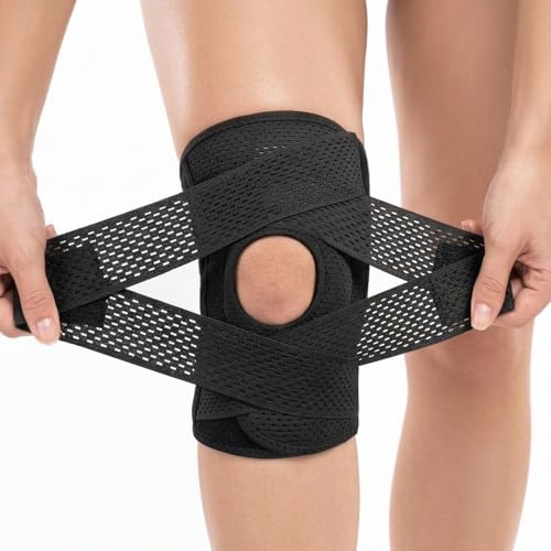 ANAMPION Genouillère avec stabilisateurs latéraux S, pour la douleur au genou déchirure du ménisque ACL MCL Récupération des blessures arthritiques Genouillère réglable pour hommes et femme(Noir)