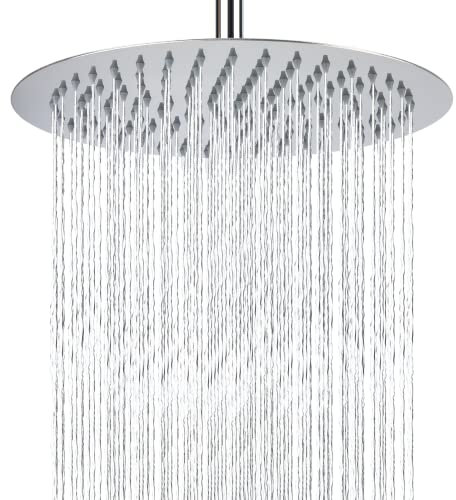 25cm Regenbrause, Markcco Kreisförmiger Hochdruck Duschkopf aus Edelstahl 304, komfortables Duscherlebnis auch bei niedrigem Wasserdruck, installierbar an der Wand oder Decke (25cm, Chrom)