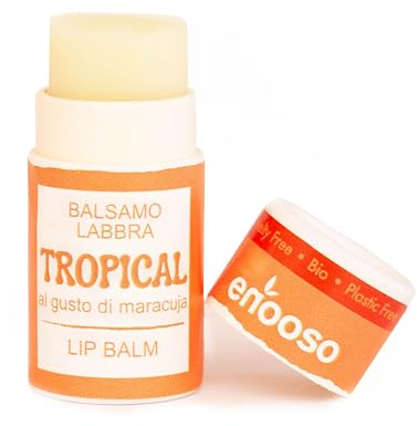 Enooso - Lippenpflege mit Maracuja für trockene Lippen 10 mL - Natürlicher Lippenbalsam mit Sheabutter, Mandelöl und Vitamin E - Feuchtigkeitsspendend Lip Balm für trockene und rissige Haut