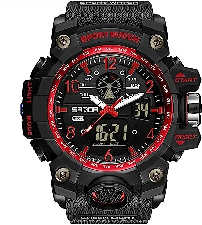 AIMES Orologi da uomo per sport all'aria aperta, impermeabile, militare, tattico, digitale, analogico, con data, multifunzione, LED, con grande quadrante con allarme, cronometro per uomo