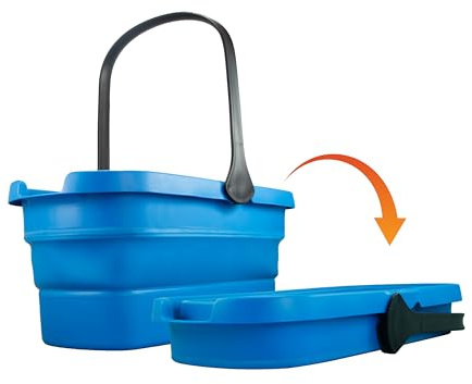 Unger Professional 3-Gallon Collapsible Bucket, Portable Household Cleaning Supplies, Small Washing Buckets with Handles, Essential Water Container and Storage Organizer Tool