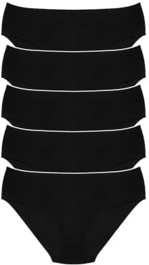 ALYA UNDERWEAR sous-vêtements de Qualité Supérieure pour Femmes, Culotte Taille Mi-Haute en Coton Biologique Respirant, Culottes Confortables pour Dames (Black-P06, 3XL)