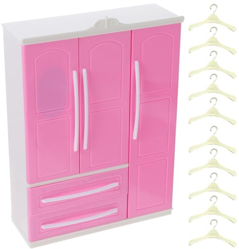 jojofuny Placard De Poupée Armoire De Jeu en Bois Placard Cintres De Vêtements De Poupée Organisateur De Vêtements pour Poupées
