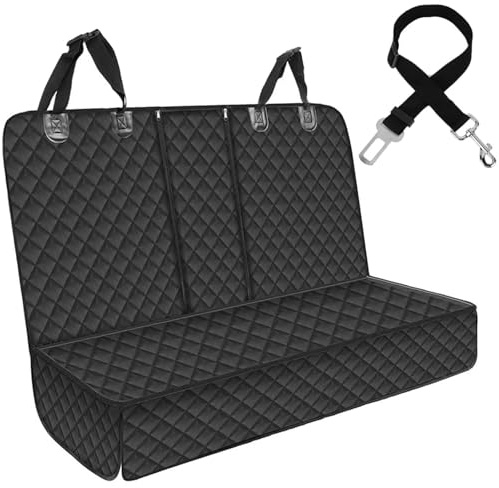 Chingcoo Manta para Perros para Asiento Trasero de Coche, Funda Protectora para Perros Asiento Trasero, Funda Protectora para Coche con Correa de Seguridad, Impermeable para Todos los Coches, Minivans