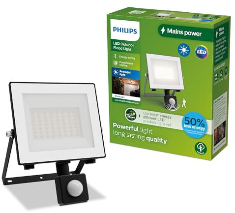 PHILIPS Lois UltraEfficient Outdoor Floodlight, with Motion Sensor, 14 W, 3000 K White Light, Anthracite​