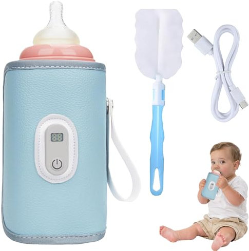 Tragbarer USB Babyflaschenwärmer, Flaschenwärmer Baby mit LCD-Display, Temperatur Tragbarer Flaschenwärmer, USB-Ladung Flaschenwarmhalter, Flaschenwärmer Unterwegs für Alle Flaschen Geeignet (A)