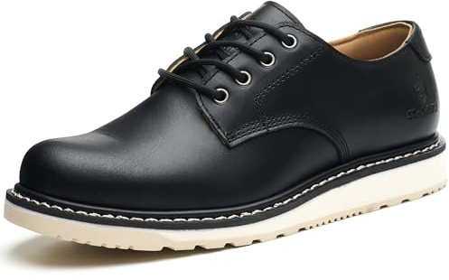 SL-Saint Bottes de Mode Basses Faites à La Main pour Hommes Chaussures en Cuir de Vache Véritable à Lacets (Noir Classique, Adulte, Homme, 40, Numérique, Système Taille Chaussures EU, Moyen)