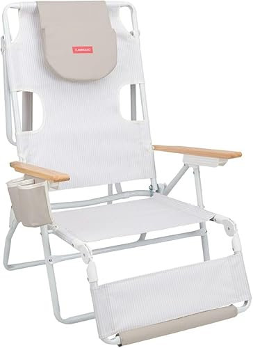 Flamingueo Strandstol, vadderat hål huvud och arm, lutande 5 positioner, komfortfotstöd och armstöd, lätt bärryggsäckshandtag, 83,2 x 66,7 x 97 cm