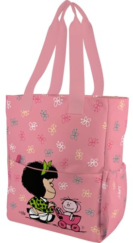 Grafoplás Tote Bag Mafalda Totebag Donna (confezione da 1), Rosa, 37,5x31x14cm, Scuola