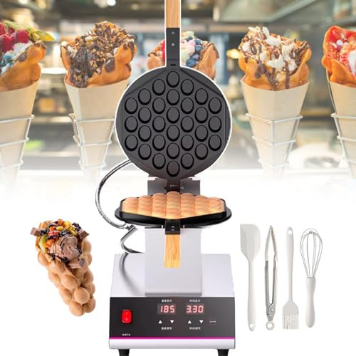 Gaufrier À Bulles En Acier Inoxydable - Street Food Machine Pro, 1400 W, Plaques Chauffantes Double Face, Température Réglable De 50 À 250 °C Et Minuterie De 0 À 9 min, Pour Food Truck