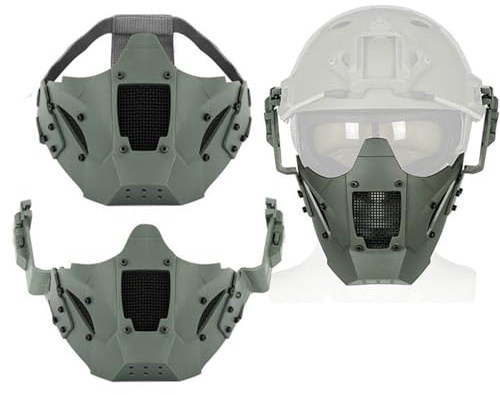 Casque Airsoft Fast Demi-Visage avec Masque Buccal, Protection Faciale Tactique Extérieure pour Adultes (Hommes et Femmes) pour Jeux de Rôle CS(Gray)