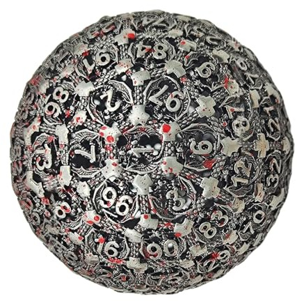 da gioco di ruolo, in metallo, 5 × 5 x 5 cm, 100 lati, per tablet e giochi di ruolo, superficie lucida, ideale per penna e carta, giochi da tavolo di tutti i tipi