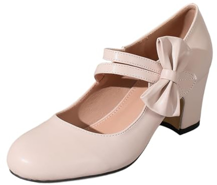 Generico 2026 Scarpe Tradizionali con Tacco Scarpe da Ballo Grosse Scarpe da Sposa Scarpe da Ballo con Tacco a Blocco Ballerine Scarpe Eleganti con Tacco e Fibbia