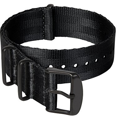 Archer Watch Straps - Seat Belt Nylon Military Style Watch Bands (Black, Matte Black, 20mm)