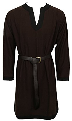 Nofonda Medeltida tunika för män – kostymskjorta, LARP riddare, maskeraddräkt för halloween, cosplay kostym (XX-Large, brun)