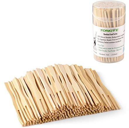 Mini Bamboo Forks 3.5 inch, Cocktail Forks Appetizer Forks, Small Wood Forks for Fruit, Disposable Tiny Food Picks for Party，Charcuterie Supplies Accessories, Wooden Toothpicks Fork. 110 PCS