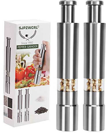 Salzmühle Pfeffermühle Edelstahl Pepper Grinder Salzmühle Einhandbedienung Salz Pfeffermühle 2er Pack