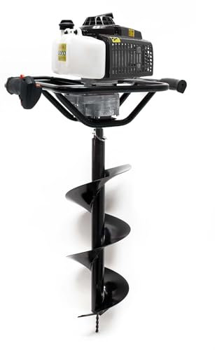 WilTec Taladro de Tierra 3 CV 63,3 CCM Motor de 2 Tiempos & barrena Ø200 mm Ahoyador Plantador Forestal