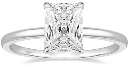 EAMTI 925 Sterling Silver 3ct Cubic Zirconia Solitaire Engagement Ring for Women Size 3-11, Metal, Cubic Zirconia