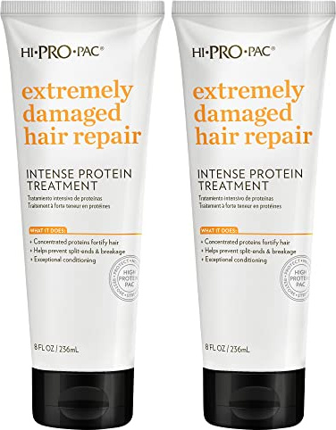 Hi-Pro-Pac Hair Mask - Extremely Damaged Hair Repair - (2-Pack) 8 fl oz - Intense Protein Treatment Masque - Deeply Conditions, Fortifies, and Helps Prevent Split Ends and Breakage