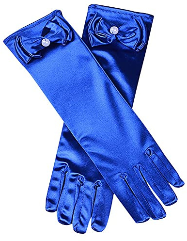 L-Peach Mädchen Kinder Satin Lange Abendhandschuhe Handschuhe Brautjungfer Festzug Abschlussball Halloween Party Karneval Cosplay 3-15 Jahre
