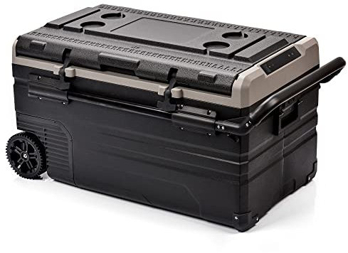 meteor thermoelektrischer Kühlschrank mit Rädern und App Steuerung per Bluetooth Elektrische Kompressor-Kühlbox 12/24V und 230V für Picknick Auto LKW Boot Camping Isolierung Kühlschrank (80 L, TSW)