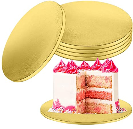 Cake Board 5 Pezzi Cake Board Tondo Base Torta Tondo Riutilizzabile Piatti Base Torta per il Trasporto per Trasporto Torte E Crostate（Ø 30 cm/12 pollici & Oro）
