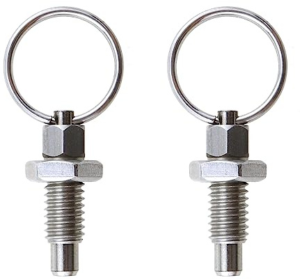 MEETOOT 2pcs Spring Plunger with Pull Ring M6 Index Plunger with Ring Pull Spring Loaded Retractable Stainless Steel Locking Pin