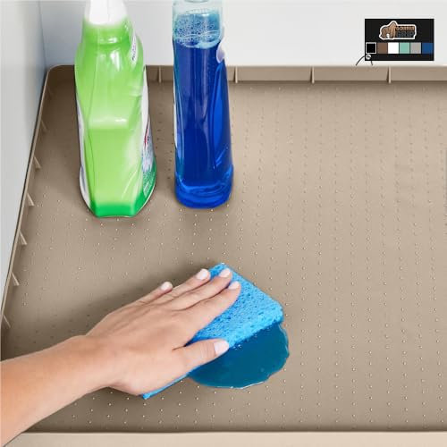 GORILLA GRIP Waterproof Silicone Under Sink Mat, Stay in Place, 19x22 Beige