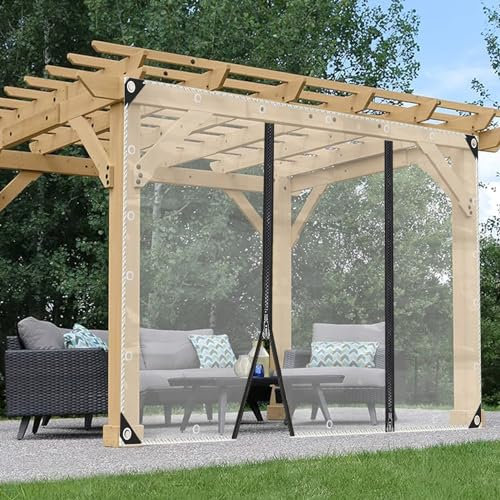 Utomhusgardiner med Zip-dörr Tarp Heavy Duty Pvc Pergola Uteplats Gazebo Veranda Transparenta Presenningar Sidopaneler, Anpassningsbar (Color : Clear, Size : 2.2X2m(7.2x6.5ft))