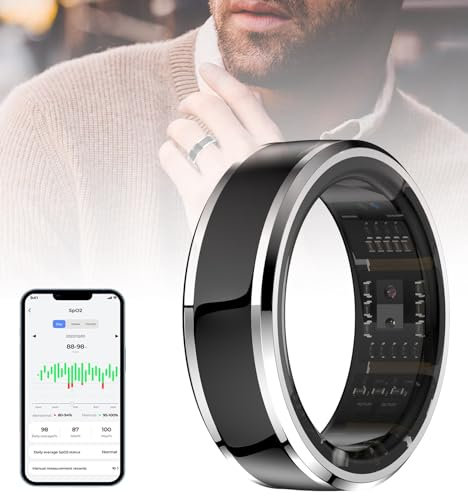 PtaTt Smart Ring Health Tracker für Frauen und Männer, mit Bluetooth 5.1, Herzfrequenzmesser, Blutsauerstoffsättigung, Schlaf, Sportübung, Kompatibel mit IOS und Android, 5ATM-Wasserdichtigkeit,#10
