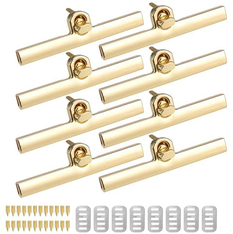 HERKINDNESS Taschenverschluss Metall, 8 Sätze Metall Drehverschluss Geldbörse 95 x 24 x 7 mm, Drehverschluss für Taschen, für Tasche Handtaschen DIY Handwerk (Gold)