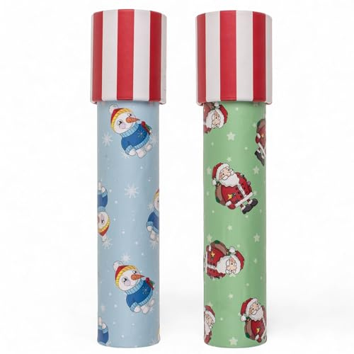 MIJOMA Kaléidoscope de Noël - Lot de 2 caléidoscopes de Noël pour émerveiller et expérimenter avec des miroirs, de la lumière et des couleurs - Jouet éducatif classique pour enfants - Cadeau (2 pièces