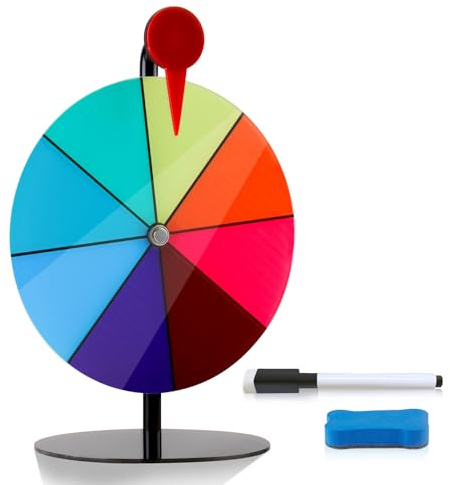 niCWhite snurrande prishjul, 20 cm torr radering snurrhjul för priser med stativ, snurra hjulet bordsskiva roulette spinnhjul för karneval, mässa, vinn förmögenhet spin spel