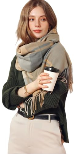 Qkydky Bufanda, Bufanda Larga de Mujer, Bufanda de Mujer, Bufanda de Mujer a Cuadros, Bufanda de Invierno de Mujer a Cuadros, Bufanda Chal, Cachemira Cálida, Bufanda de Moda de Invierno