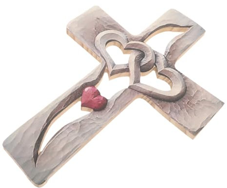 Ciieeo Wooden Love Cross Wall Decor Cross Shape Adorn Ornament Hanging for Living Home Decoration