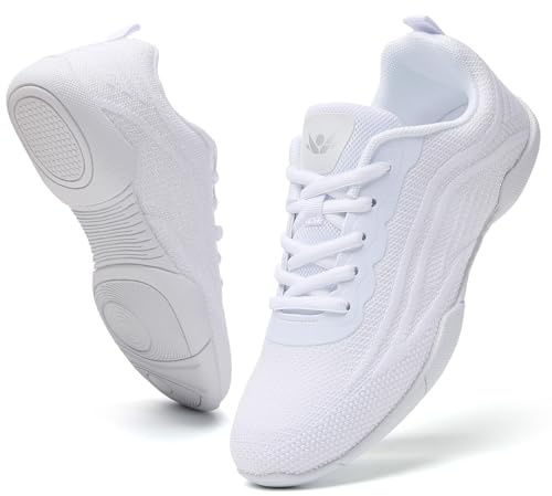 SECHRITE Cheerleading Cheerleader Scarpe Da Donna Bianca Nero Ragazza Leggero Traspirante Scarpe Da Ballo Sneakers, bianco, 36 EU