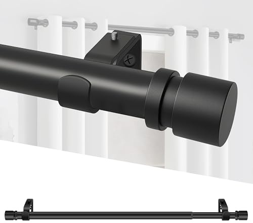 XDW-GIFTS Curtain Rods for Window, 32 to 60 Inch Adjustable Black Metal Drapery Rod with Bracket,1 Inch Diameter Heavy Duty Splicing Curtains Pole Easy to Installtion Suitable for Bedroom,Living Room
