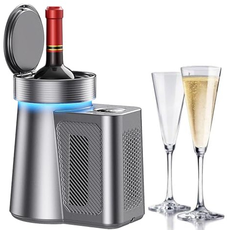 Raffreddatore Elettrico Portatile per Vino - Raffreddatore Rapido Senza Ghiaccio per Singola Bottiglia da 750ml - Raffredda Il Vino Facilmente per Eventi e Feste