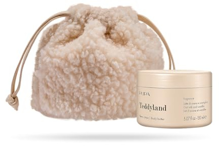 Pupa Burro Corpo al Latte di Avena e Vaniglia Linea Teddyland, Idea Regalo - Kit Crema di Burro per il Corpo Profumata Perfetta Idratazione + Beauty Tessuto Teddy (Latte di Avena e Vaniglia, 150ml)