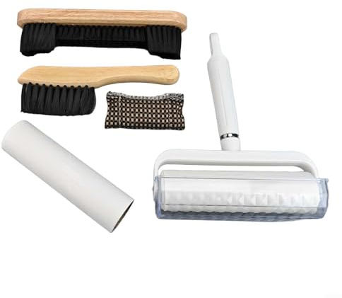 Zoegneer Ensemble de brosses de table de billard avec poignées en bois et rouleau anti-poussière, chiffon de nettoyage et accessoires complets d'entretien de table de billard pour balayer et enlever