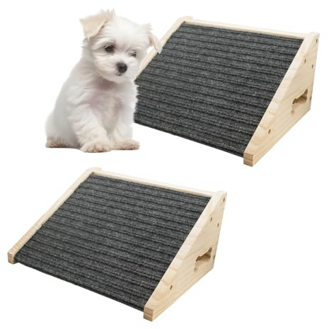 2 piezas rampa para mascotas de madera maciza con cubierta de fieltro antideslizante, rampa para perros, superficie de agarre antideslizante para cachorros, rampa de escalera para perros lesionados