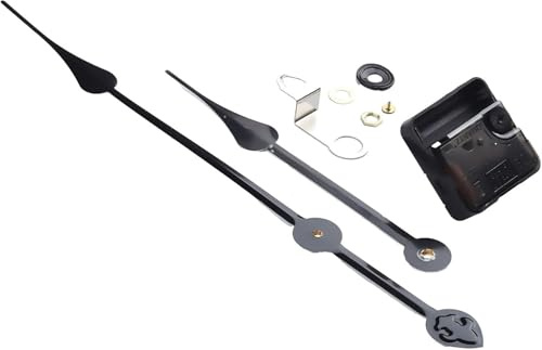 Kit fai da te con meccanismo di movimento per orologio da parete ad alta coppia, silenzioso, al quarzo, set di riparazione con lancette lunghe per orologi grandi da 50 a 60 cm (nero 2)