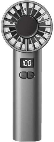 Ventilador de Mano Portátil, 1-199 Velocidades, Mini Ventilador Recargable USB 1200mAh, Pantalla LED, Ventilador Personal para Viajes, Oficina, Exterior, Blanco, Plateado (Gris / Plateado, 1, 1)