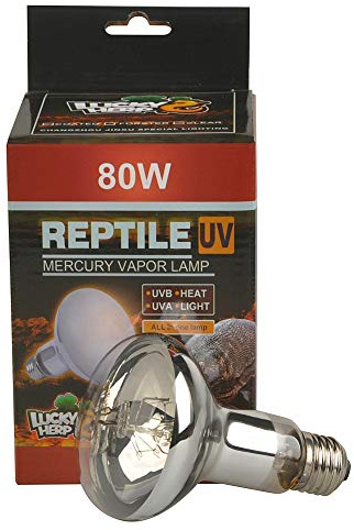 Lucky Herp, lampada UVA UVB a vapori di mercurio per rettili, 80 Watt, R80, E27 Filettatura a vite