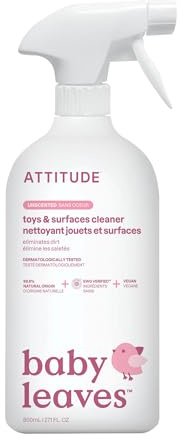 ATTITUDE Baby & Kids Toy Cleaner Spray, EWG Verified, Multi-Surface Cleaner for Toys, High Chairs & Play Areas, Naturally Derived, Vegan, Unscented, 27.1 Fl Oz