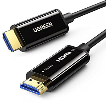 UGREEN HDMI 2.1 Glasfaser Kabel 8K@60Hz, 4K@120Hz/144Hz, 48 Gbps, Vergoldete Anschlüsse mit Ethernet, 3D ARC CEC HDCP HDR, kompatibel mit TV, Monitor, Blu-ray, PS5/PS4/PS3, Soundbar usw. (15M)