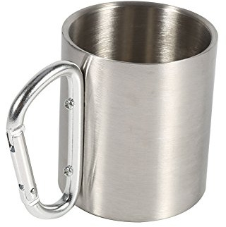 Stainless Steel Mug with Carabiner Handle, Camping Cups Water Coffe Mug Reusable Insulated Metal Drinking Glasses Unbreakable Wineglasses Beer Tumblers for Home Outdoor Activities Picnic Travel Hiking