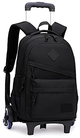 ANSIEDIO Cartable a Roulette Fille Garçon, Sacs à Dos Trolley Bag pour Filles Garçons, Sacs d'école Primaire Sac à Dos à roulettes pour collégiens et lycéens (Noir)